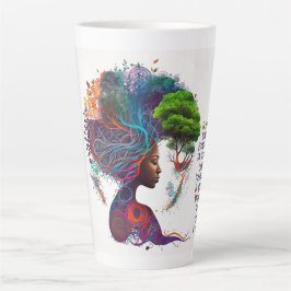 Taza De Café Latte Mujer inspirada Purpurinas y taza de latte de oro