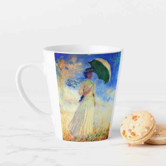 Taza De Café Latte Mujer Monet con una sombrilla a la derecha (In situ)