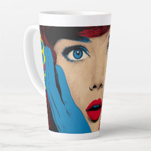 Taza De Café Latte Mujer sorprendida en Pop Art