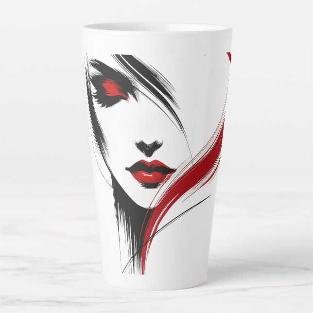 Taza De Café Latte Mujer Susurro Rojo (Anverso)