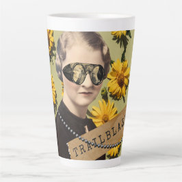 Taza De Café Latte Mujer Vintage Pionera Daisies Kitsch