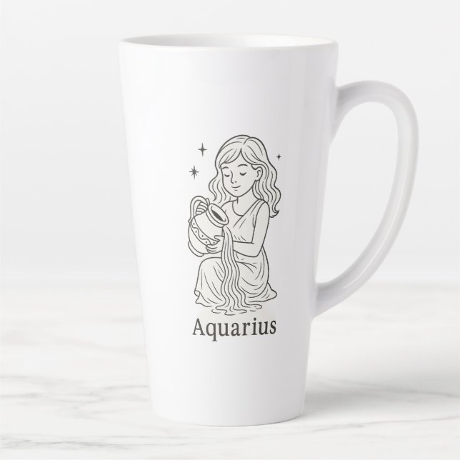 Taza De Café Latte Mujer Zodíaco Acuario  (Derecha)