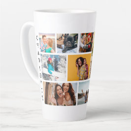 Taza De Café Latte Multi Photo Collage Modern Personalized Name