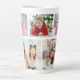Taza De Café Latte Multi Photo Collage Modern Personalized Name