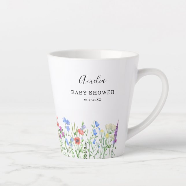 Taza De Café Latte Multihued Wildflower Baby Shower Celebration (Derecha)