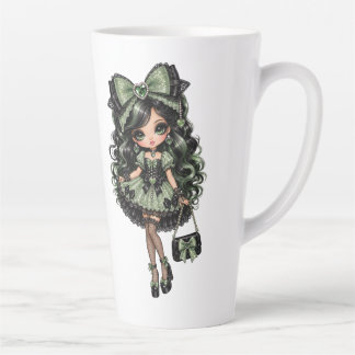Taza De Café Latte muñeca bebé verde glamour