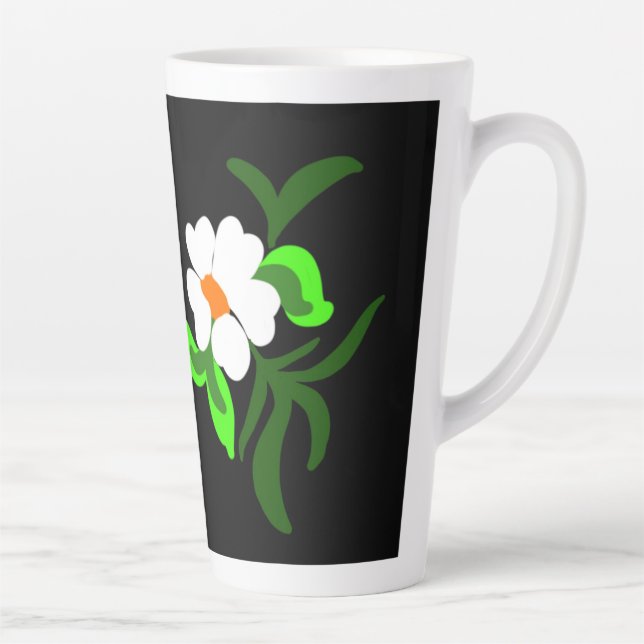 Taza De Café Latte Muñeca de lata de placa negra floral (Derecha)