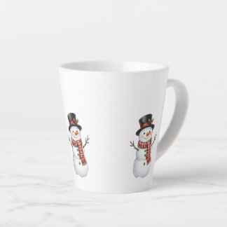 Taza De Café Latte Muñeco de Nieve Feliz