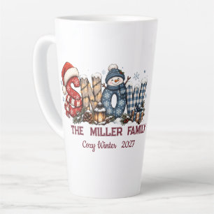 Taza De Café Latte Muñeco de nieve lindo Nombre de familia personaliz