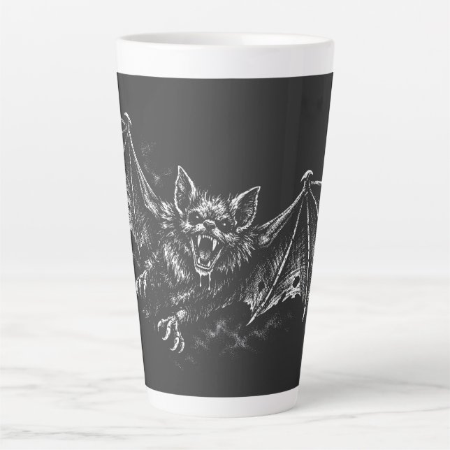 Taza De Café Latte Murciélago en Picada - por BurnsInHell (Anverso)