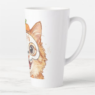 Taza De Café Latte Murciélago Morado Lindo Ilustración de Lápiz de Co