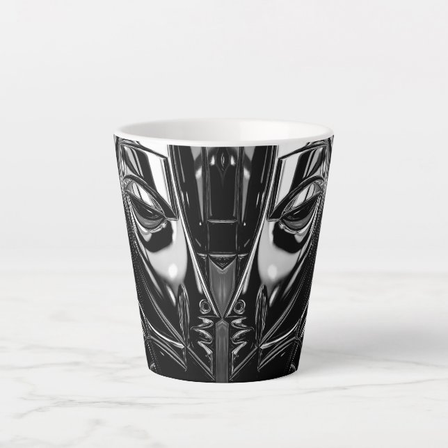 Taza De Café Latte Musa de Cromo Negro (Anverso)