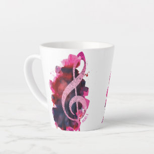 Taza De Café Latte Música Bonito Rosa Piano Gran Personal