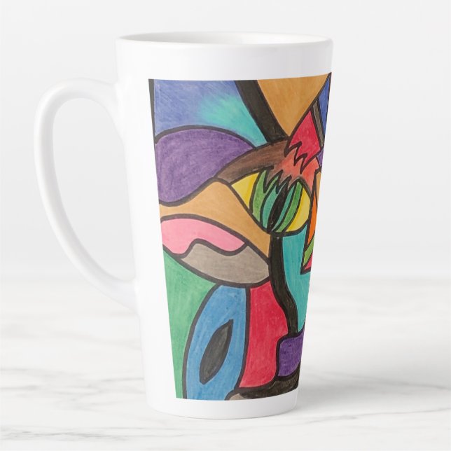 Taza De Café Latte Música Latte agresiva de curiosidad (Izquierda)