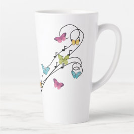 Taza De Café Latte Música y mariposas, música es sentimientos