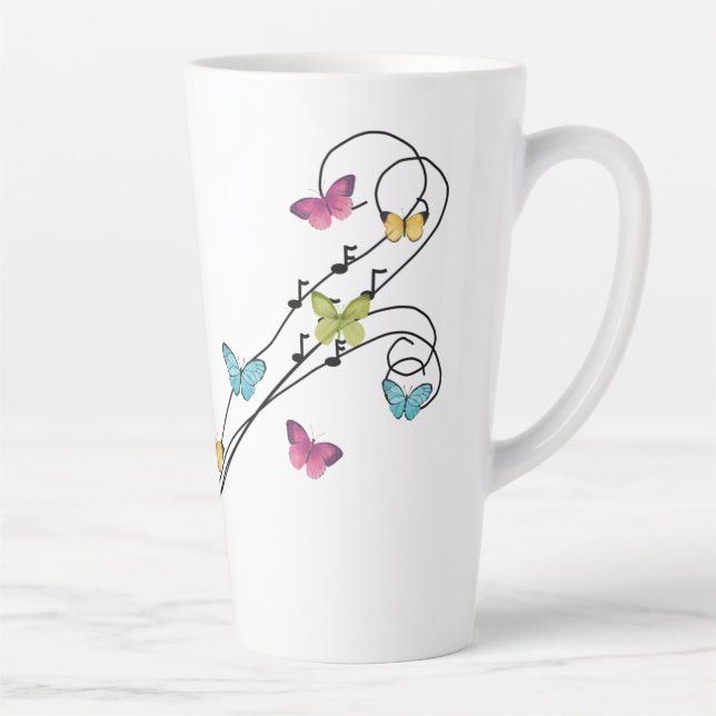 Taza De Café Latte Música y mariposas, música es sentimientos (Derecha)