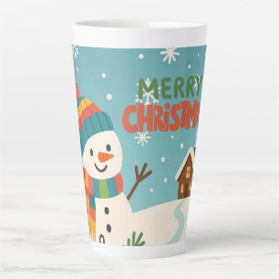 Taza De Café Latte Muy mono, clásico muñeco de nieve Feliz Navidad