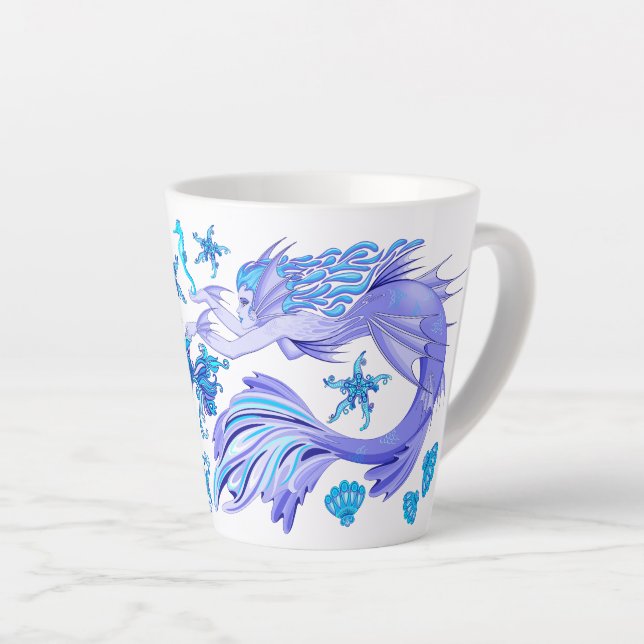 Taza De Café Latte Mystic Mermaid Fairy Purple Creple Ceramic Tile (Ángulo derecho)