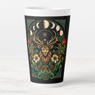 Taza De Café Latte Mystic Pagan Stag y Moon Phase