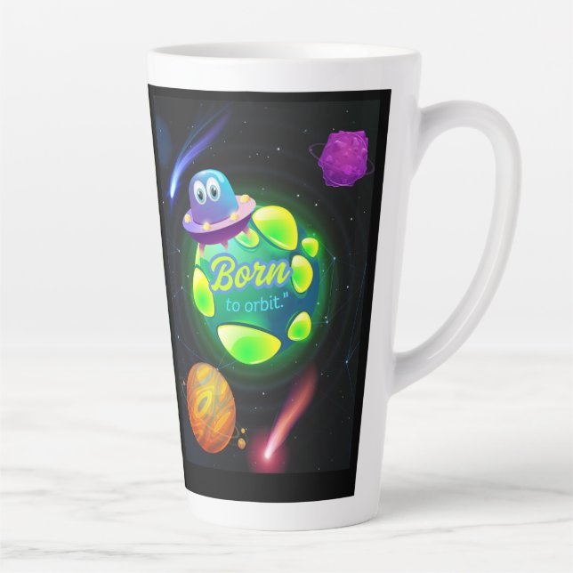 Taza De Café Latte Nacido para orbitar  (Derecha)