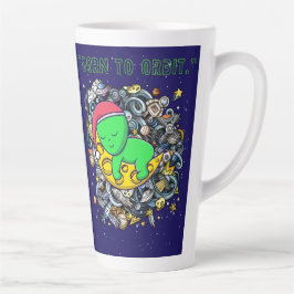 Taza De Café Latte nacido para orbitar alienígena durmiendo