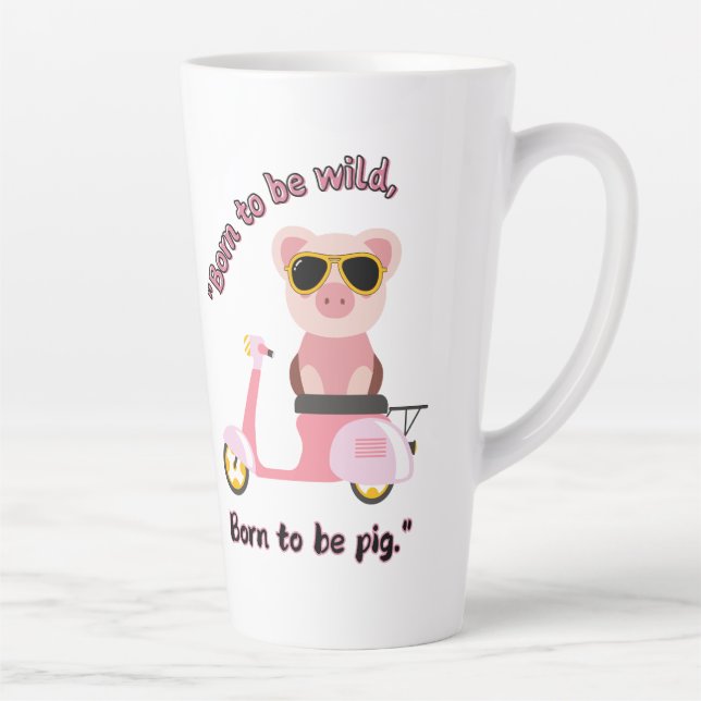 Taza De Café Latte Nacido para ser una _cotización de cerdo silvestre (Derecha)