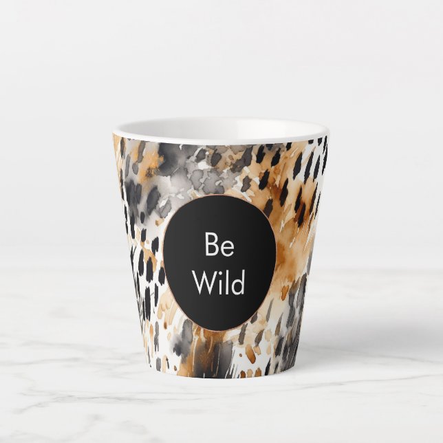 Taza De Café Latte Nacimiento de animales del leopardo del crema negr (Anverso)