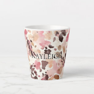 Taza De Café Latte Nacimiento del leopardo marrón crema rosa
