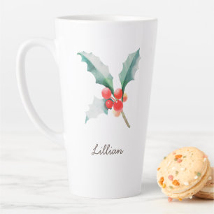 Taza De Café Latte Nacimiento Diciembre Mes Flor Holly