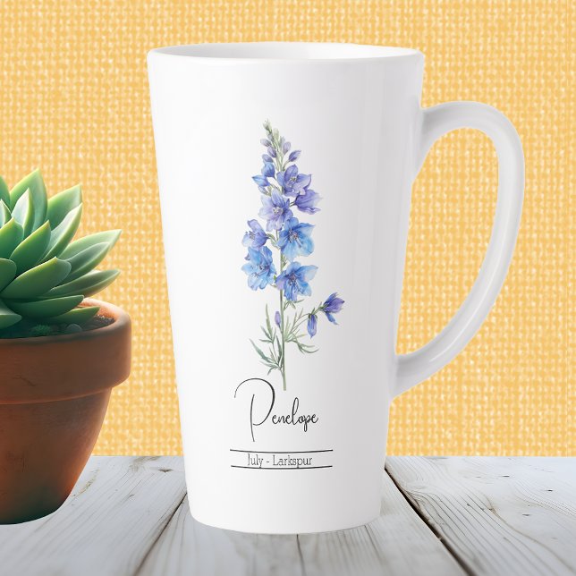 Taza De Café Latte Nacimiento Mes Flor Julio Larkspur (Subido por el creador)