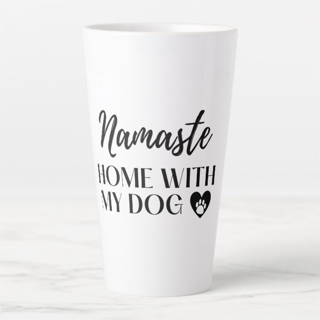 Taza De Café Latte Namaste hogar con mi perro [tono claro] Magnet But (Anverso)