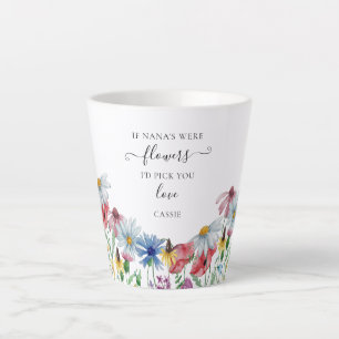 Taza De Café Latte Nana Flowers Poem Country Wildflower