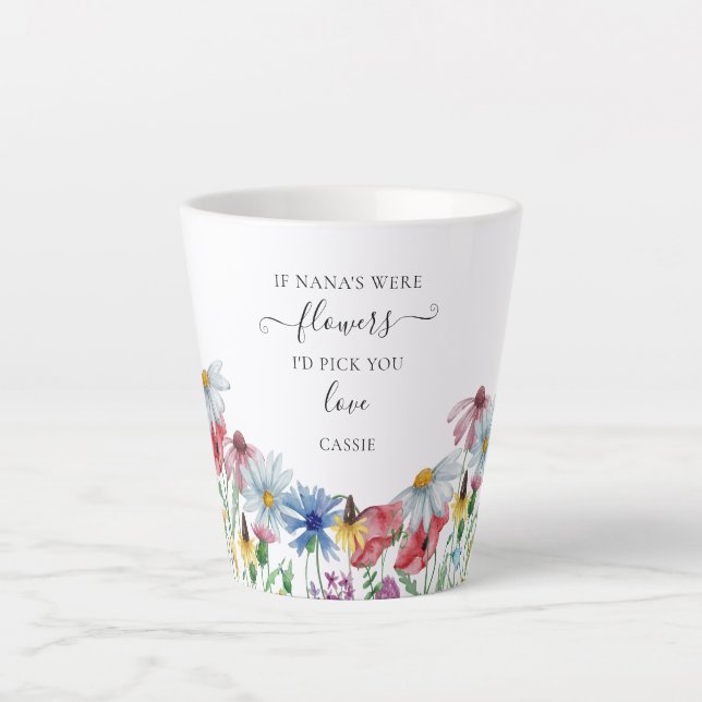 Taza De Café Latte Nana Flowers Poem Country Wildflower (Anverso)