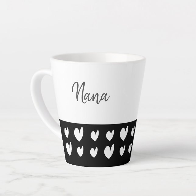 Taza De Café Latte Nana Heart Champagne Black Latte Mug (Ángulo izquierdo)