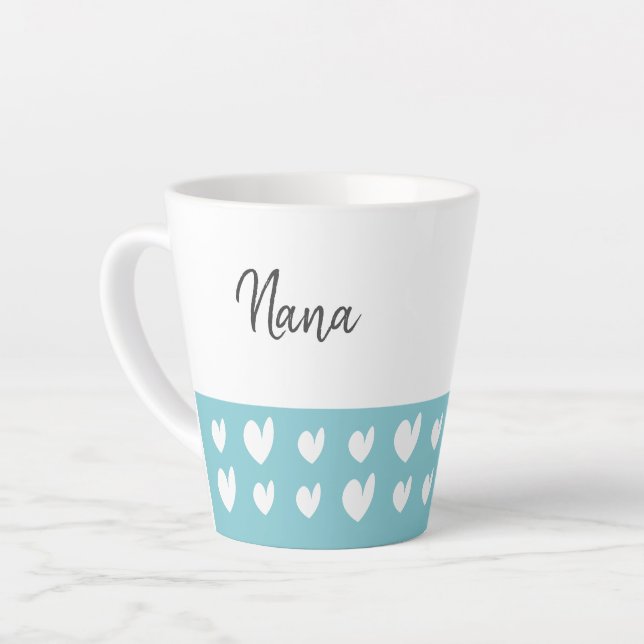 Taza De Café Latte Nana Heart Turquoise (Ángulo izquierdo)