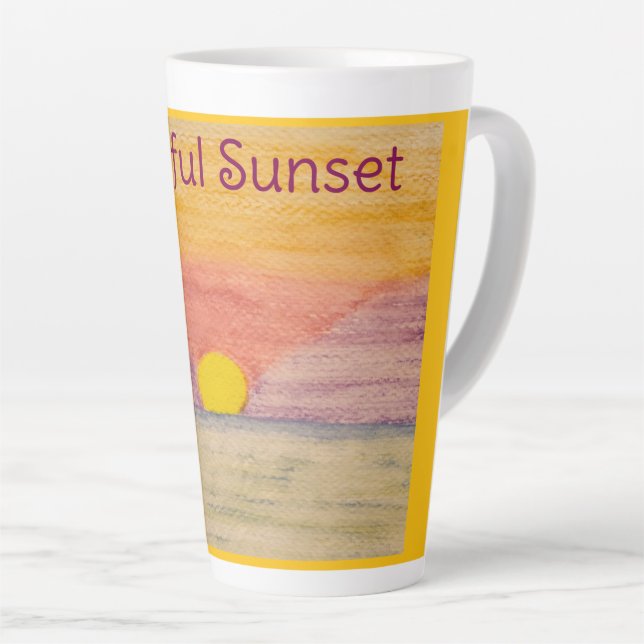 Taza De Café Latte Naranja amarillo anaranjado colorido (Ángulo derecho)