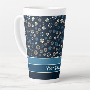 Taza De Café Latte Naranja azul bonito Copos de nieve escandinavos bl
