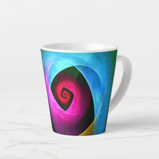 Taza De Café Latte Naranja azul Patrón de arte de resumen moderno ros (Ángulo derecho)
