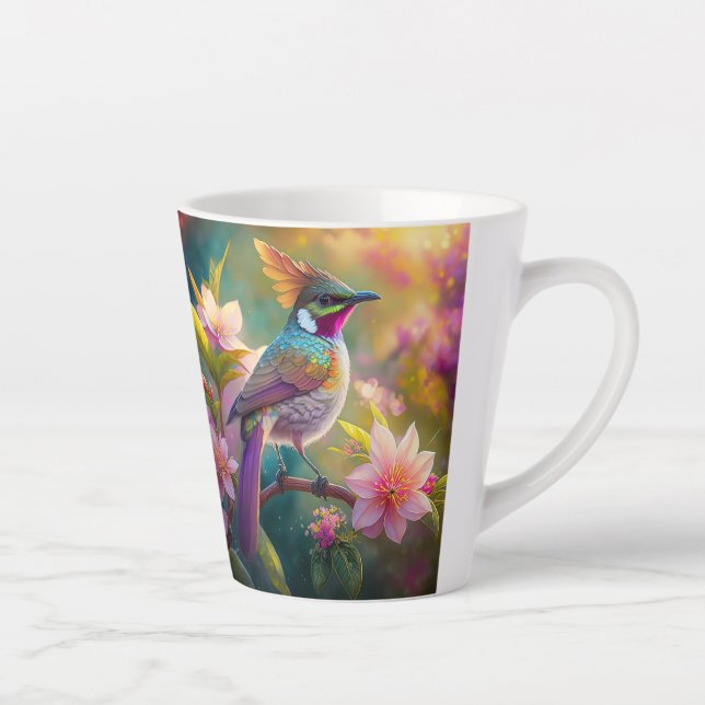 Taza De Café Latte Naranja Creste Arco Iris Jay Fantasy Bird (Derecha)