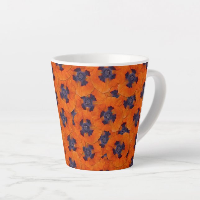 Taza De Café Latte Naranja de escarlata Poppy patrón sin soldadura (Ángulo derecho)