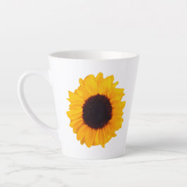 Taza De Café Latte Naranja de girasol Floral amarilla negra 4Kate