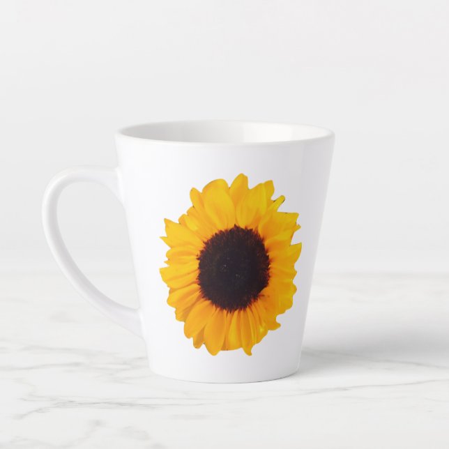 Taza De Café Latte Naranja de girasol Floral amarilla negra 4Kate (Izquierda)