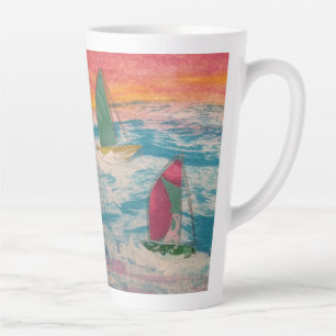 Taza De Café Latte Naranja de veleros Sky
