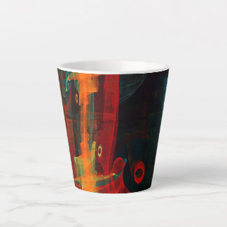 Taza De Café Latte Naranja del agua Azul Rojo Azul Moderno Resumen Pa