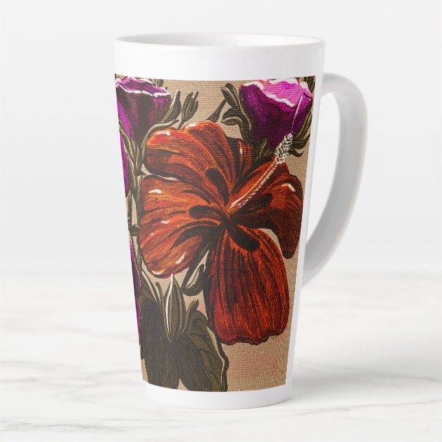 Taza De Café Latte Naranja Fall Floral Mug (Ángulo derecho)