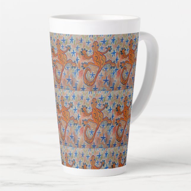 Taza De Café Latte Naranja Gecko Latte Mug (Ángulo derecho)