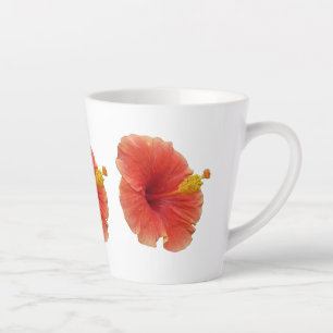 Taza De Café Latte Naranja Hibiscus Flower Tropical Floral