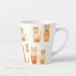 Taza De Café Latte Naranja Kitty Cats