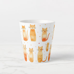 Taza De Café Latte Naranja Kitty Cats