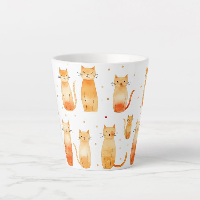 Taza De Café Latte Naranja Kitty Cats (Anverso)